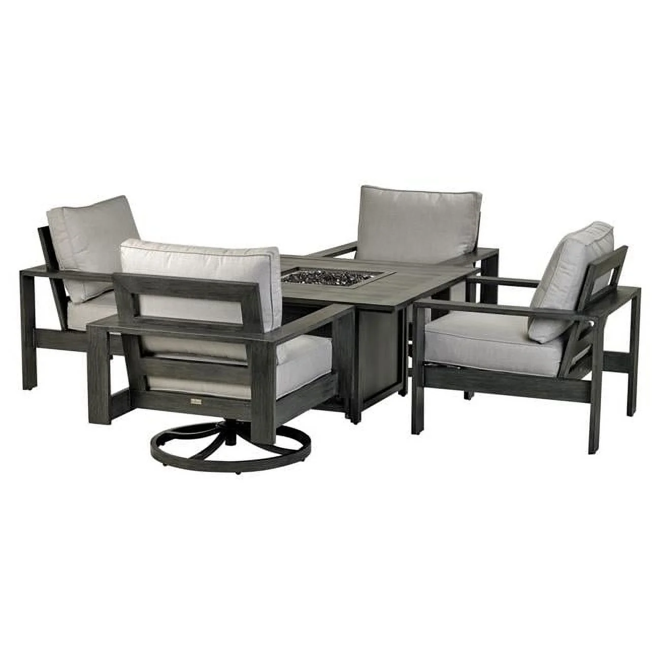 Pairs Deep Seating Group with 49 in. Square Aluminum Fire Table - 5 Piece