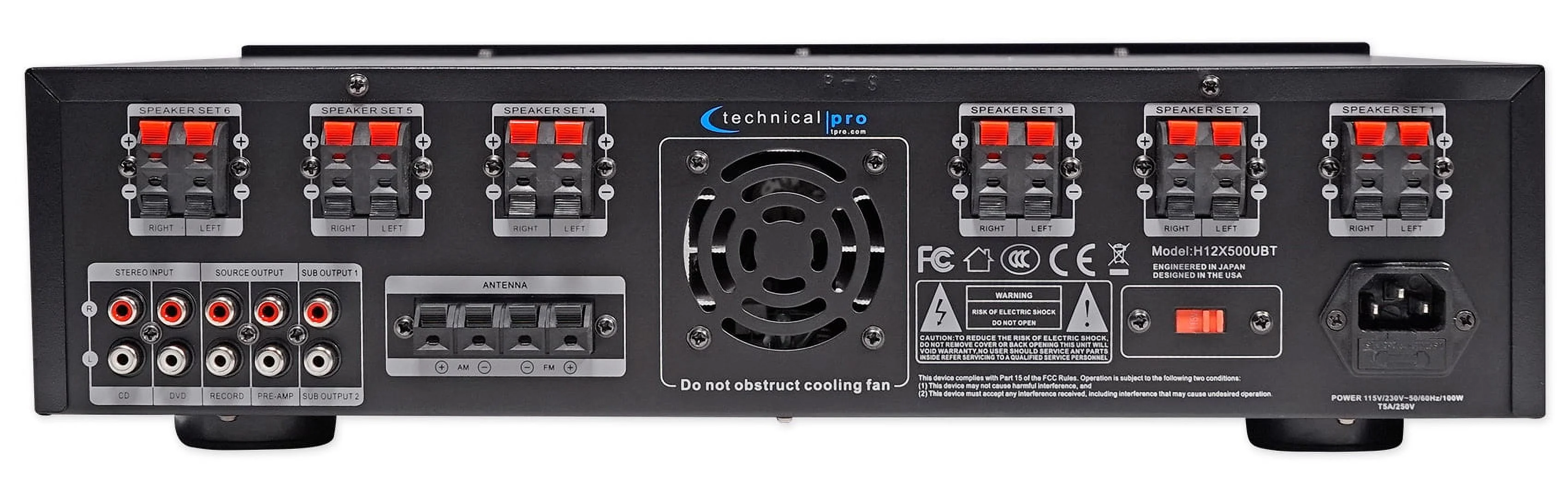 Technical Pro 6000w 6) Zone, Home Theater Bluetooth Receiver+(8) 4