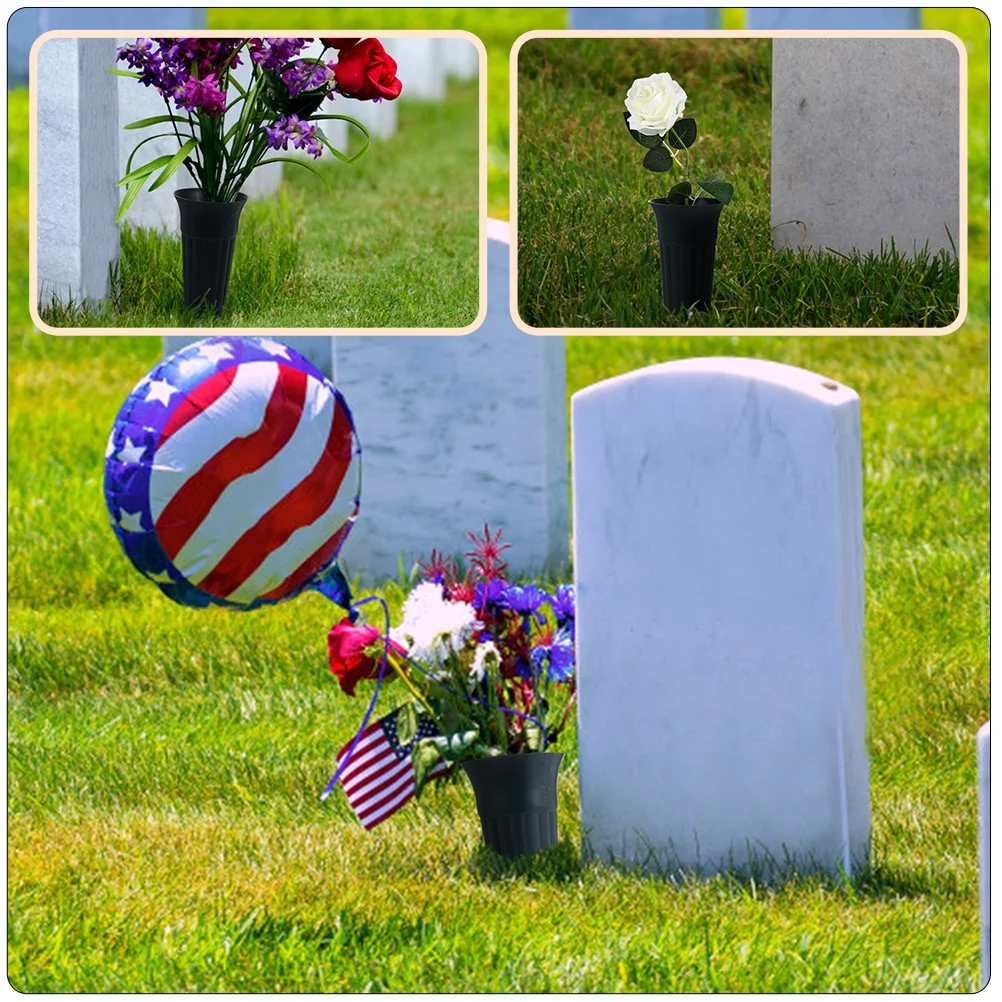 Gongxipen 2 Pcs Grave Cone Vases Cemetery Flower Planters Plastic Cemetery Cone Vases