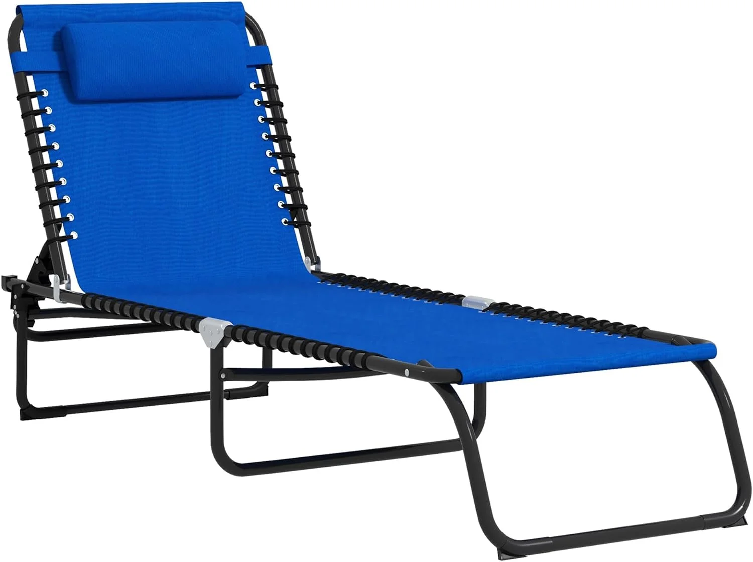 Outsunny Folding Chaise Lounge Pool Chair, Patio Sun Tanning Chair, Outdoor Lounge Chair with 4-Position Reclining Back, Breathable Mesh Seat for Beach, Yard, Patio, Blue