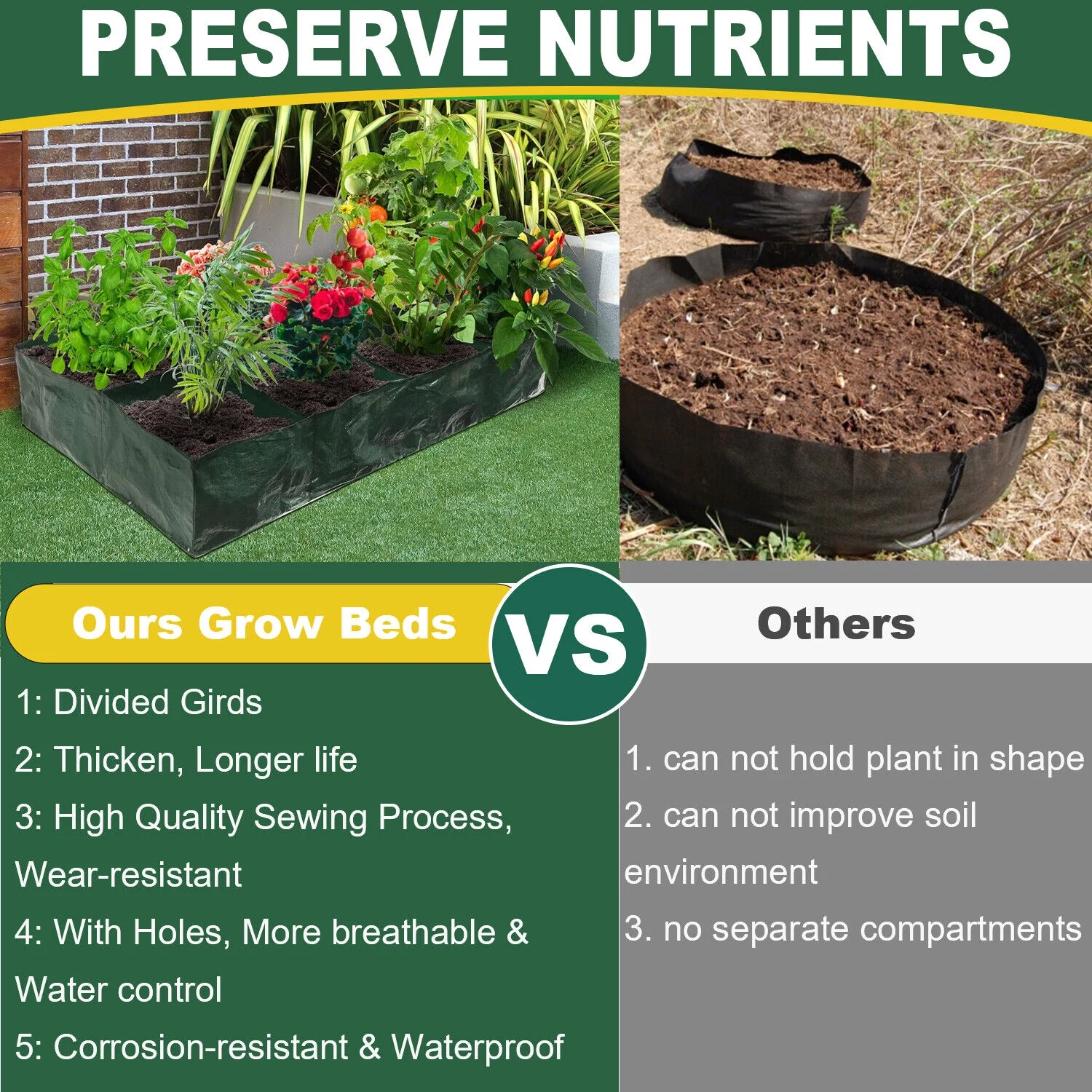 4/6/8Grid Plant Grow Bags PE Veg Pot Nursery Soil Bag Thickened Recycle Bag