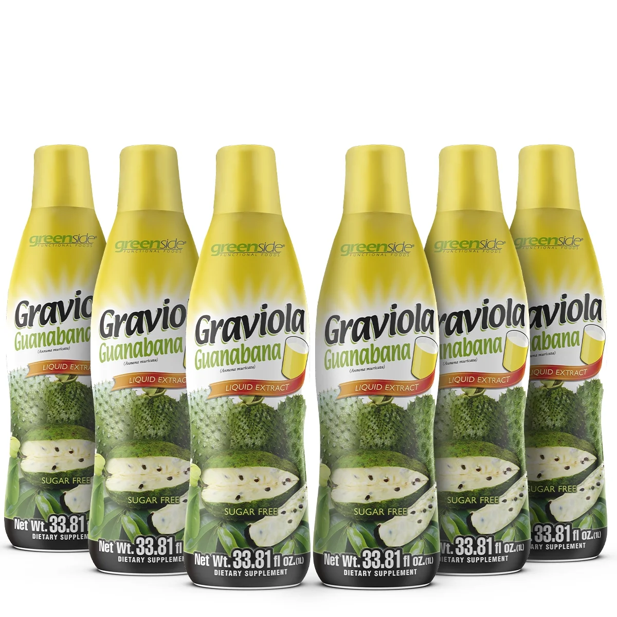 Greenside Guanabana Juice - Graviola Guanabana, 6 Bottles Liquid Extract - 33.81 oz
