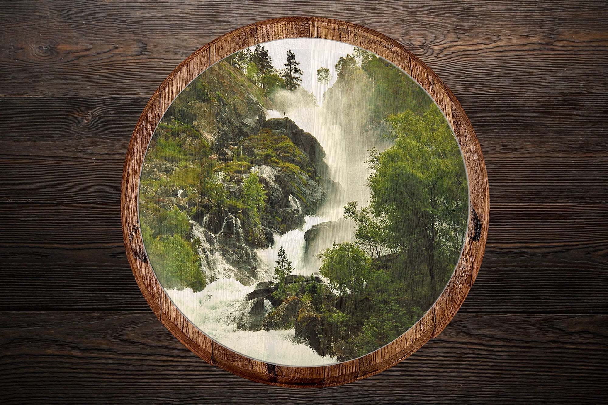 Bar Sign White Water Waterfall Crashing Thru Rocky Cliffside Bar Wall Decor Wall Art