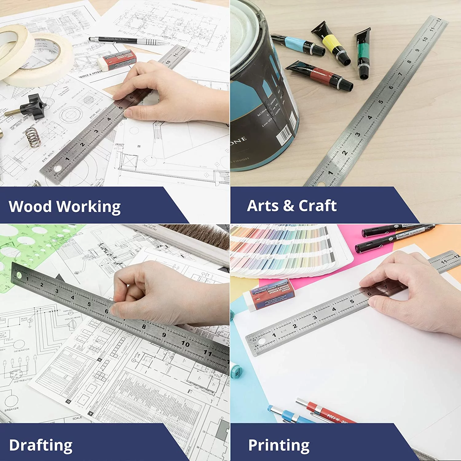 Pacific Arc Stainless Steel Ruler with 32nd and 64th Graduations