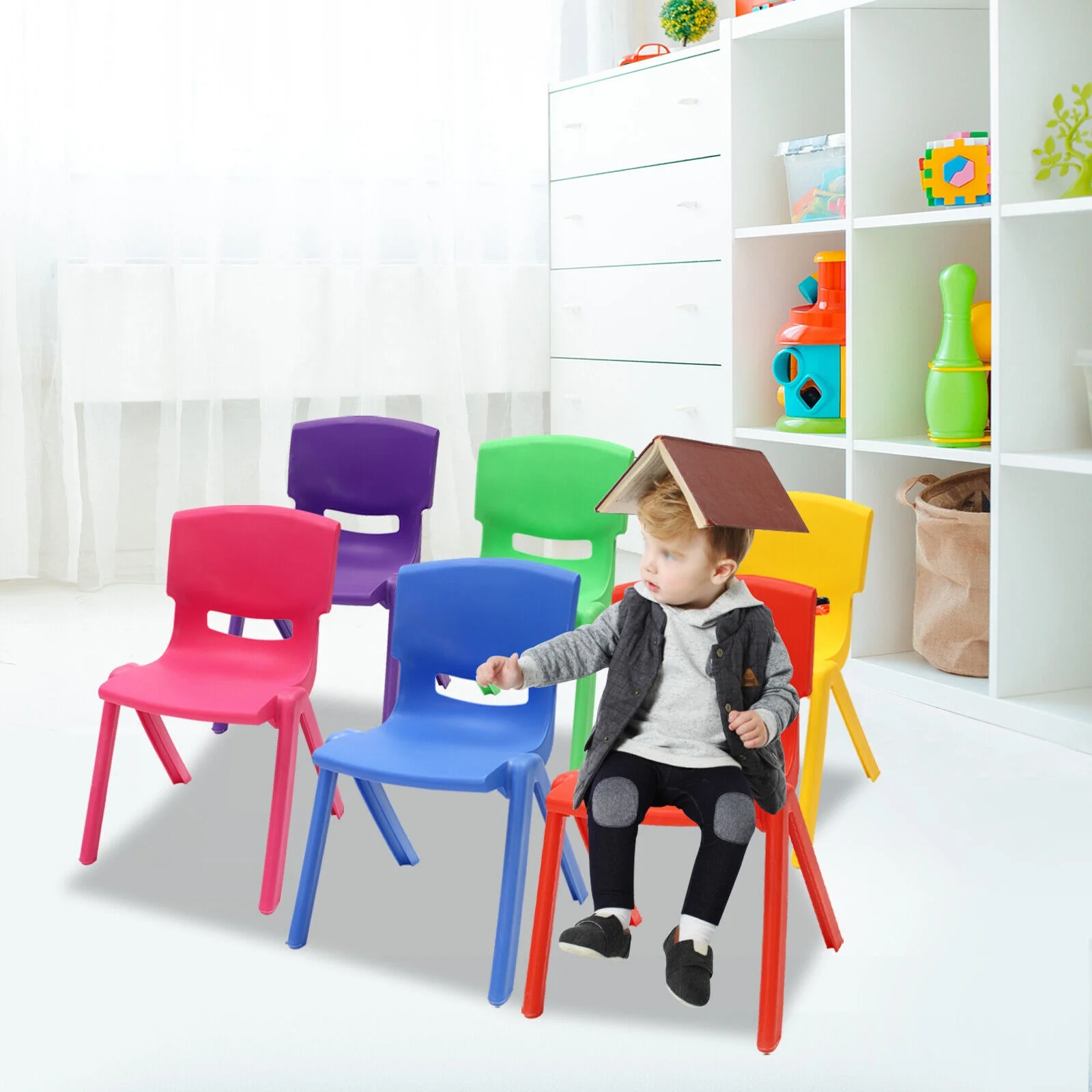 Miumaeov 6PCS Colorful School Stackable Chairs Plastic Classrooms Chairs for School