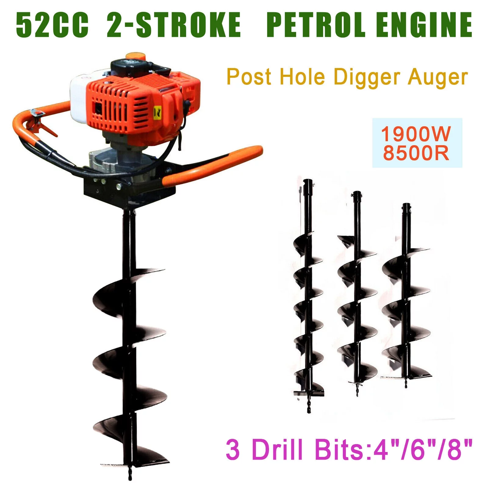 52CC/71CC Auger Post Hole Gas Powered Earth Auger Digger Fence Ground Drill Kit