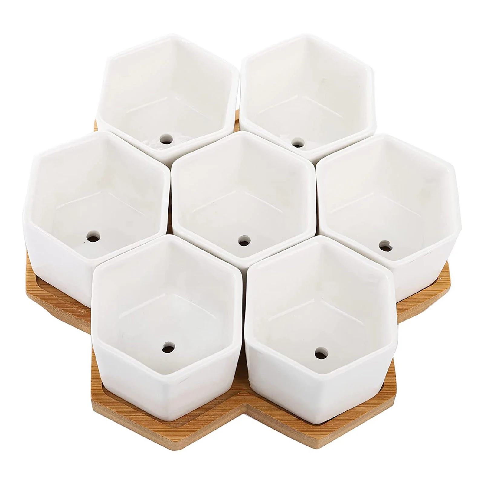 YHAIOGS Succulent Pots White Mini Ceramic Flower Planter Pot with Tray Plants Not included