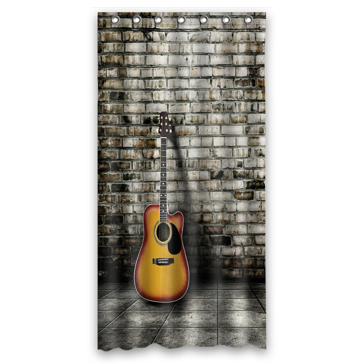 ECZJNT Guitar in blank empty room brick wall Shower Curtain Bathroom Waterproof Home Decor 36x72 Inch