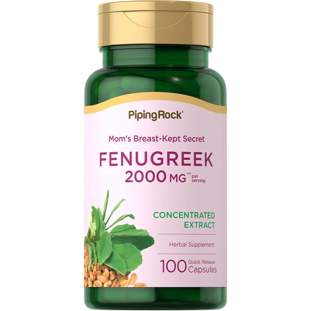 Fenugreek 2000 mg (per serving) | 100 Quick Release Capsules | Non-GMO, Gluten Free | By Piping Rock