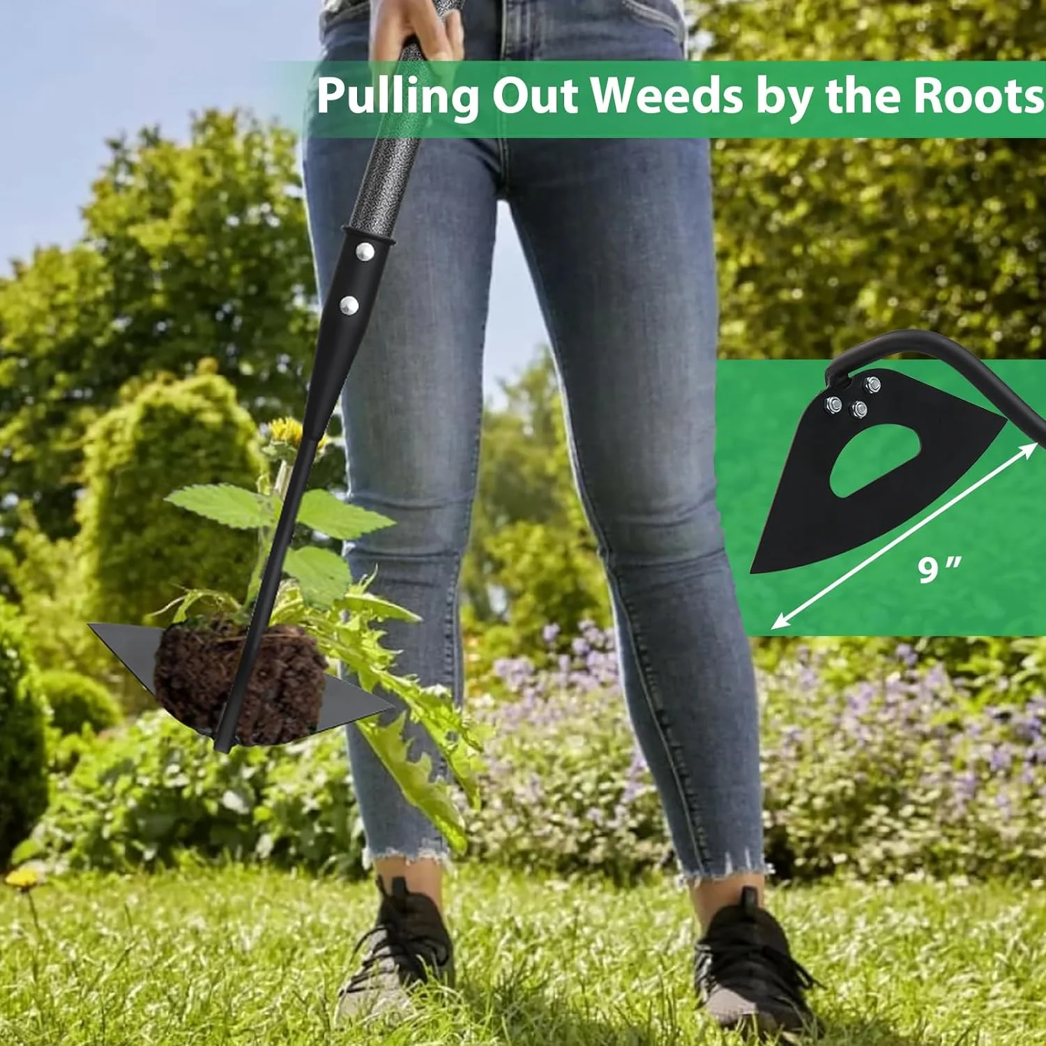 Adjustable Hoe Garden Tool  with 85? Long Handle, Hollow Garden Hoe with Sturdy Blade for Digging, Weeding, Hoeing, Cutting and Loosing Soil