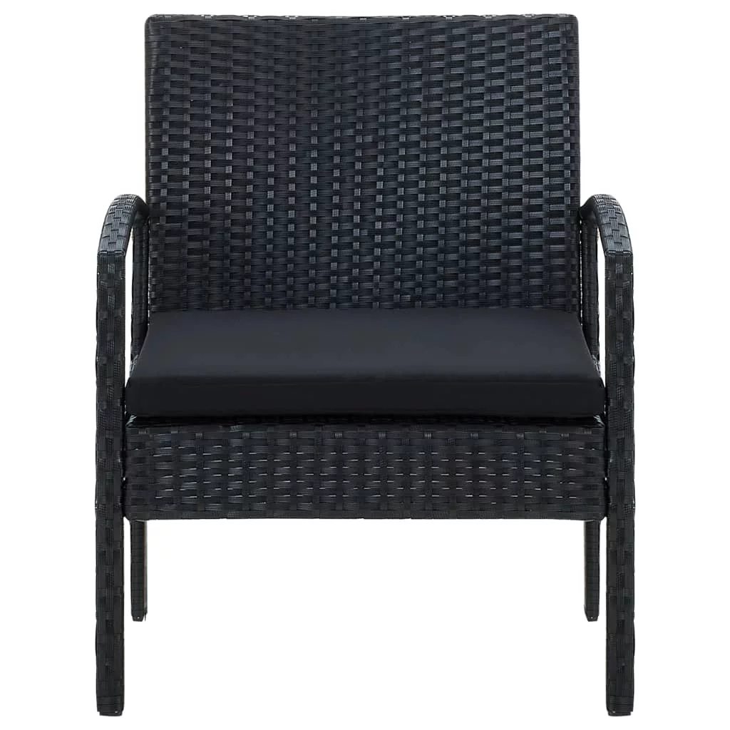 Patio Chair with Cushion Poly Rattan Black