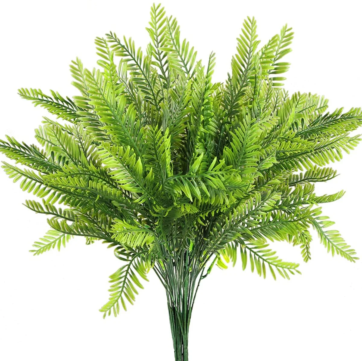 8 Pcs Artificial Boston Fern Shrubs Bushes Plants UV Resistant Fake Plants Greenery for Outdoors Hanging Planter Front Porch Garden Farmhouse Décor(Green)