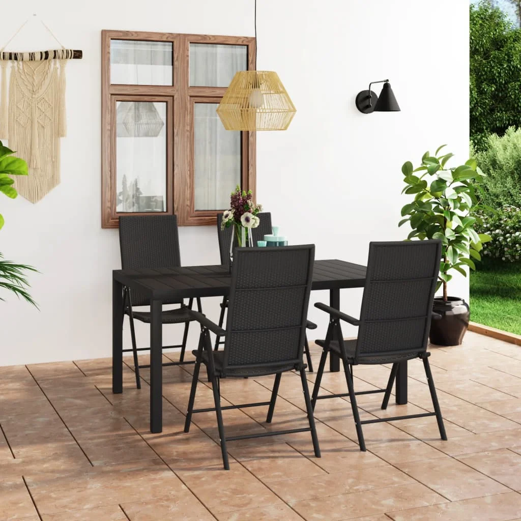 5 Piece Patio Dining Set Black