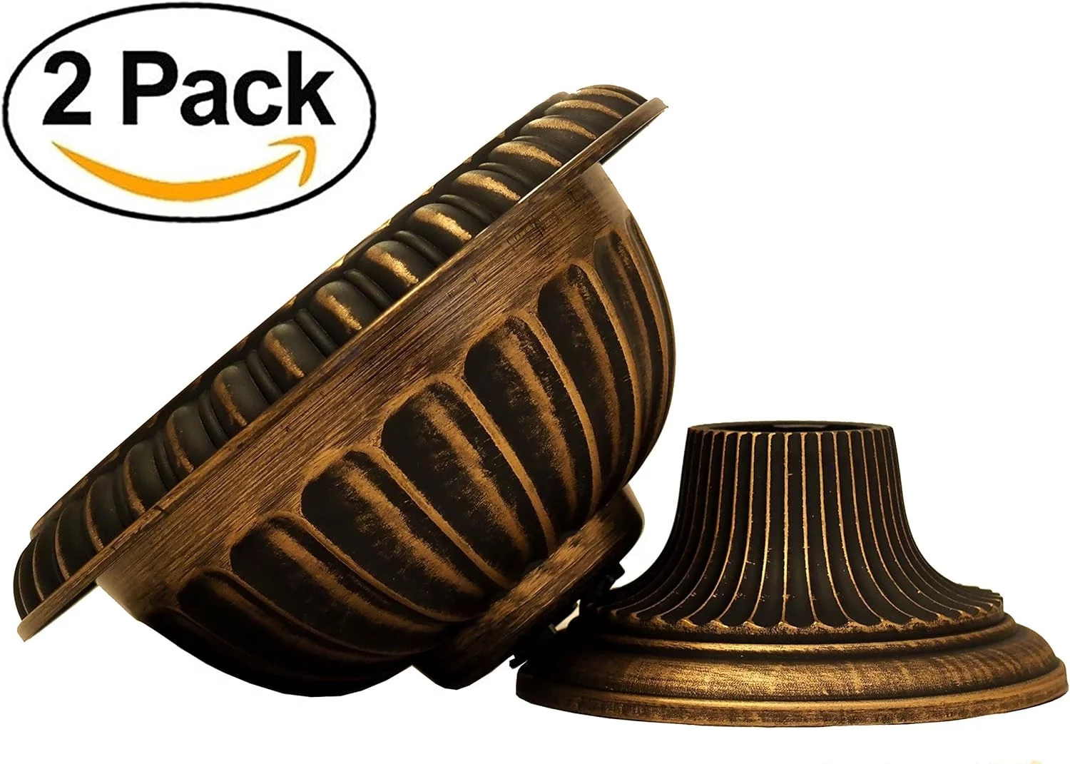 Round Heavy Duty Plastic Clay Look (2 Count) Flower Seedlings Nursery Pot/Planter/Urn With Wide Base For Garden Patio Office Ornaments Home Decor Long Lasting Reusable Light Weight (Black-L)