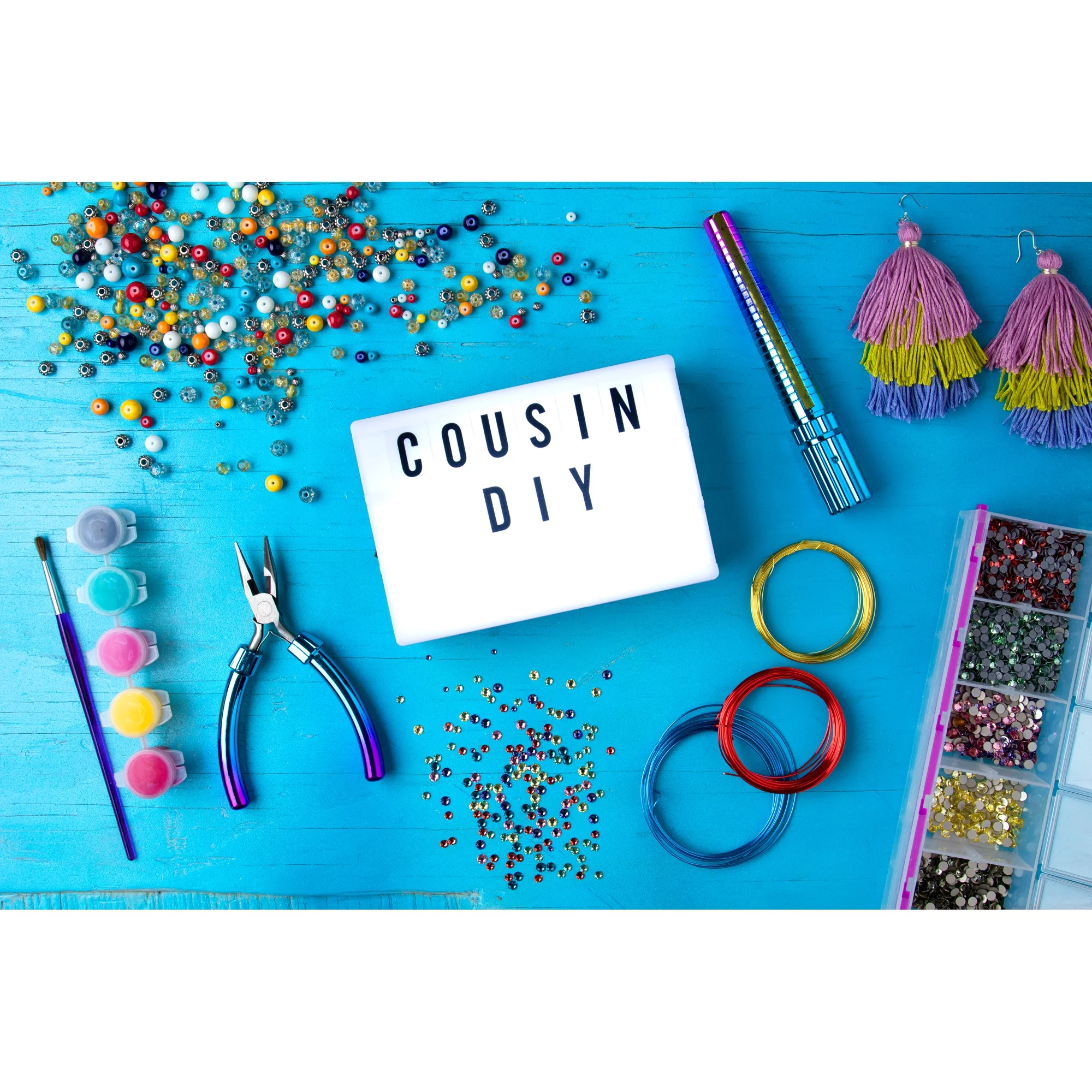 Cousin DIY Silicone Bead and Crafting Mat with Recessed Compartments, Teal Blue, 1 Piece