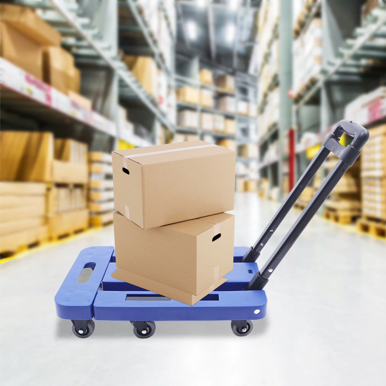 SHZICMY 220Lb Cart Folding Truck Hand Collapsible Push Pull Trolley Luggage Blue