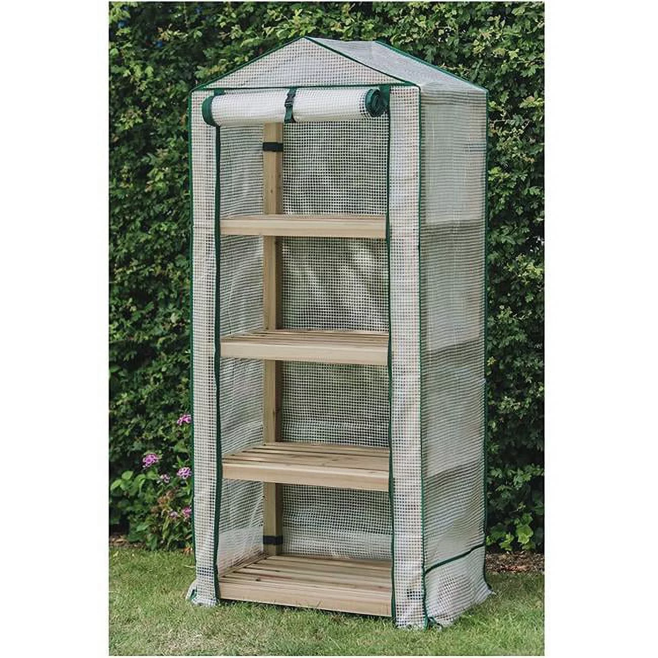 Premium Wooden 4 Tier Greenhouse - Natural