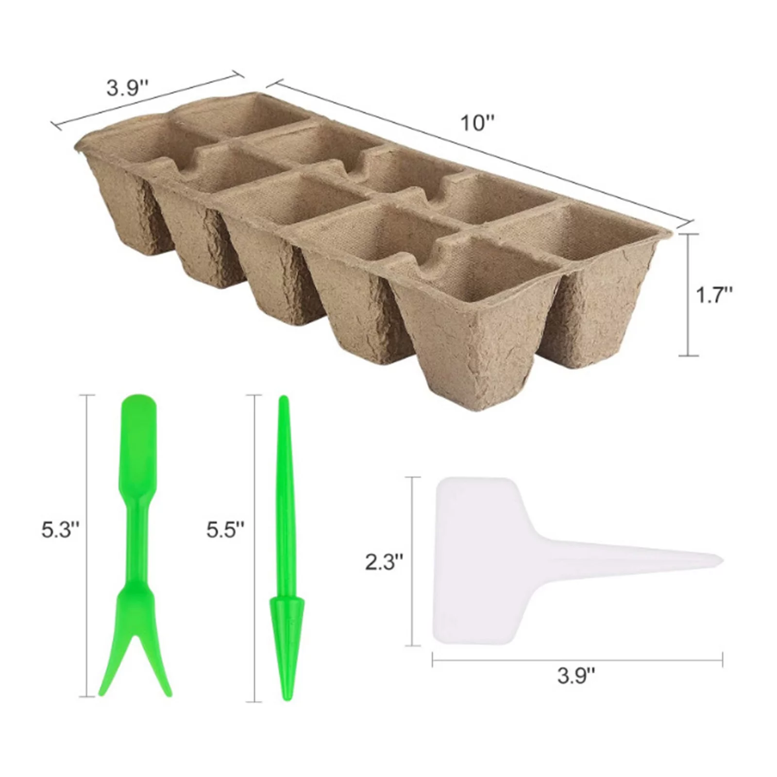 Fridja Gardening And Planting 10-hole Paper Tray Seedling Cup Plant Label 12PCS Set