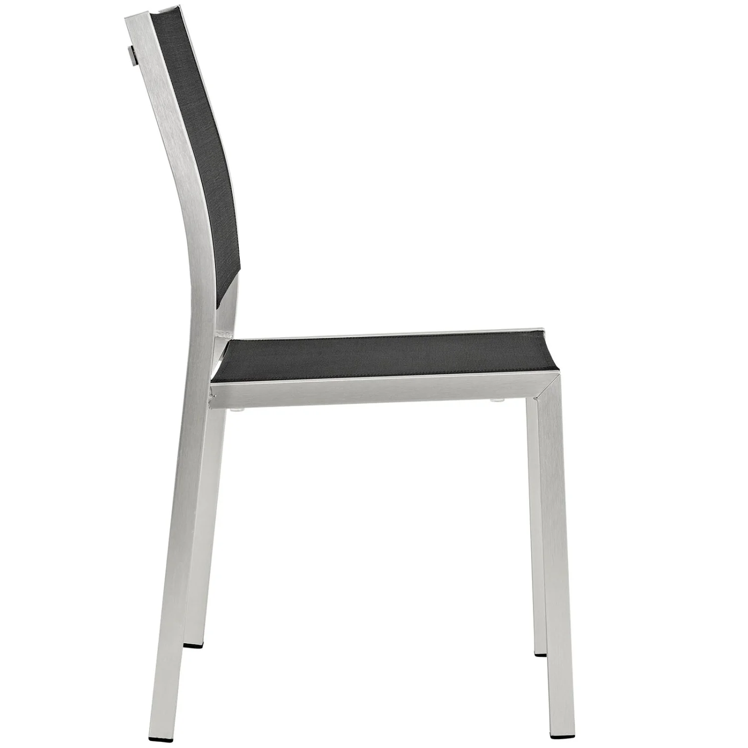 Side Dining Chair, Black Silver, Aluminum Metal, Outdoor Patio Balcony Cafe Bistro Garden Hospitality Restaurant, Modern Contemporary HB32943