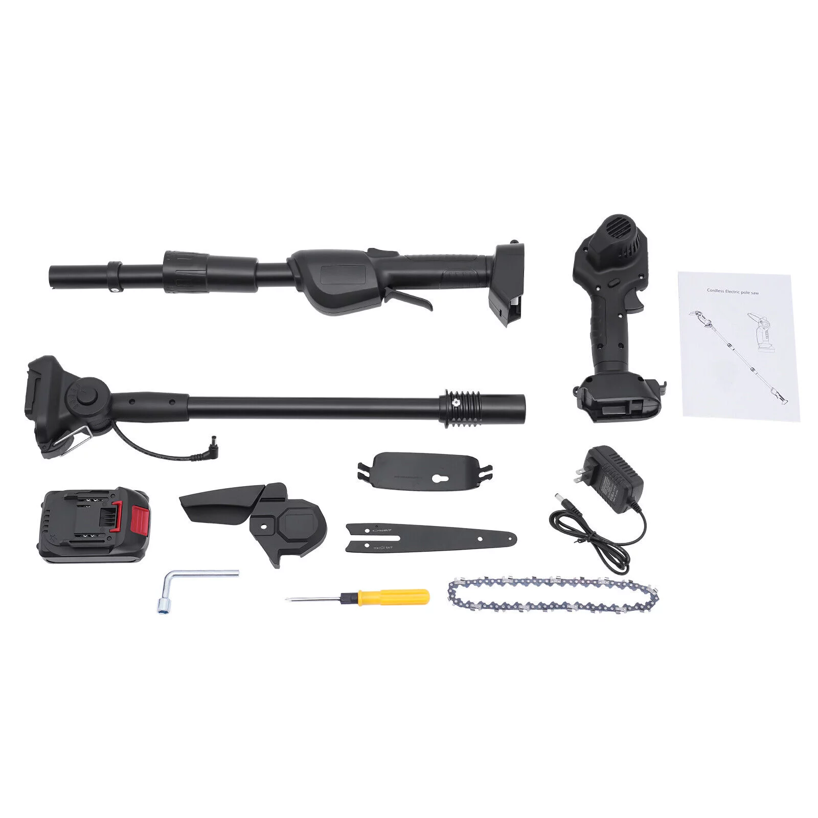 Electric Multi-Angle Pole Chain Saw Trimmer Chainsaw Pruner W/ Battery & Charger