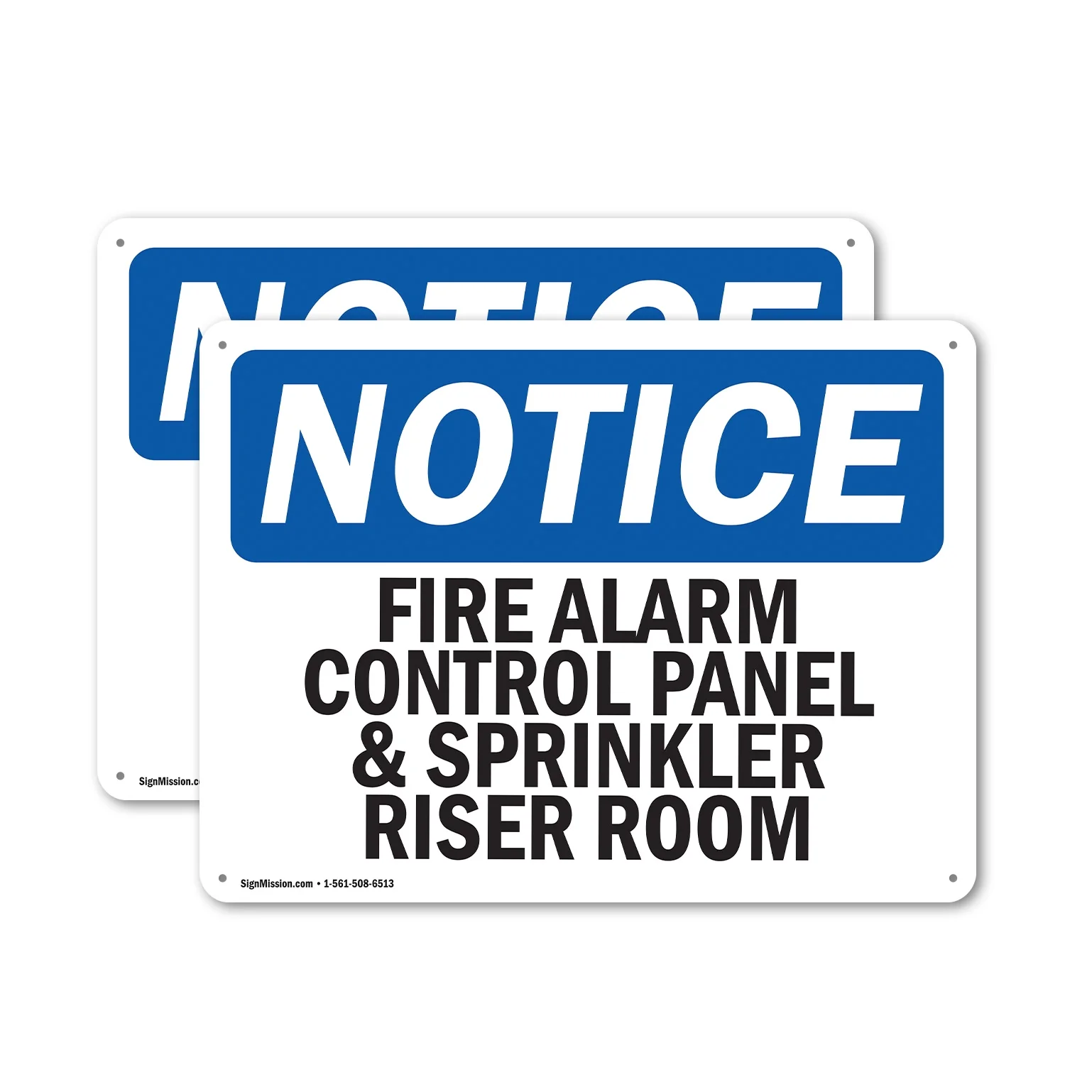 (2 Pack) Fire Alarm Control Panel And Sprinkler Riser Room OSHA Notice Sign 10 Inch X 7 Inch Indoor / Outdoor Rust-Free Aluminum Metal Signs for Workplace, Workshop, and Construction Site
