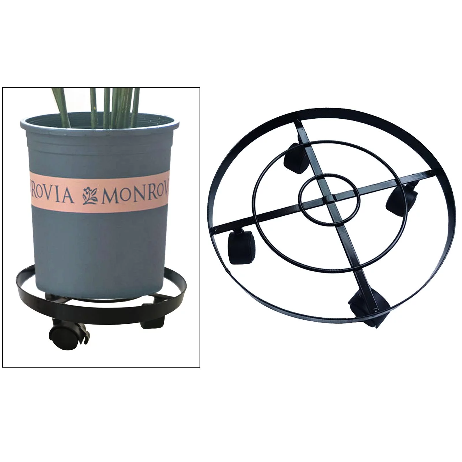 Plant Pot Stand Round Planter Flowerpot Roller Mover Trolley Tray Movable 32cm