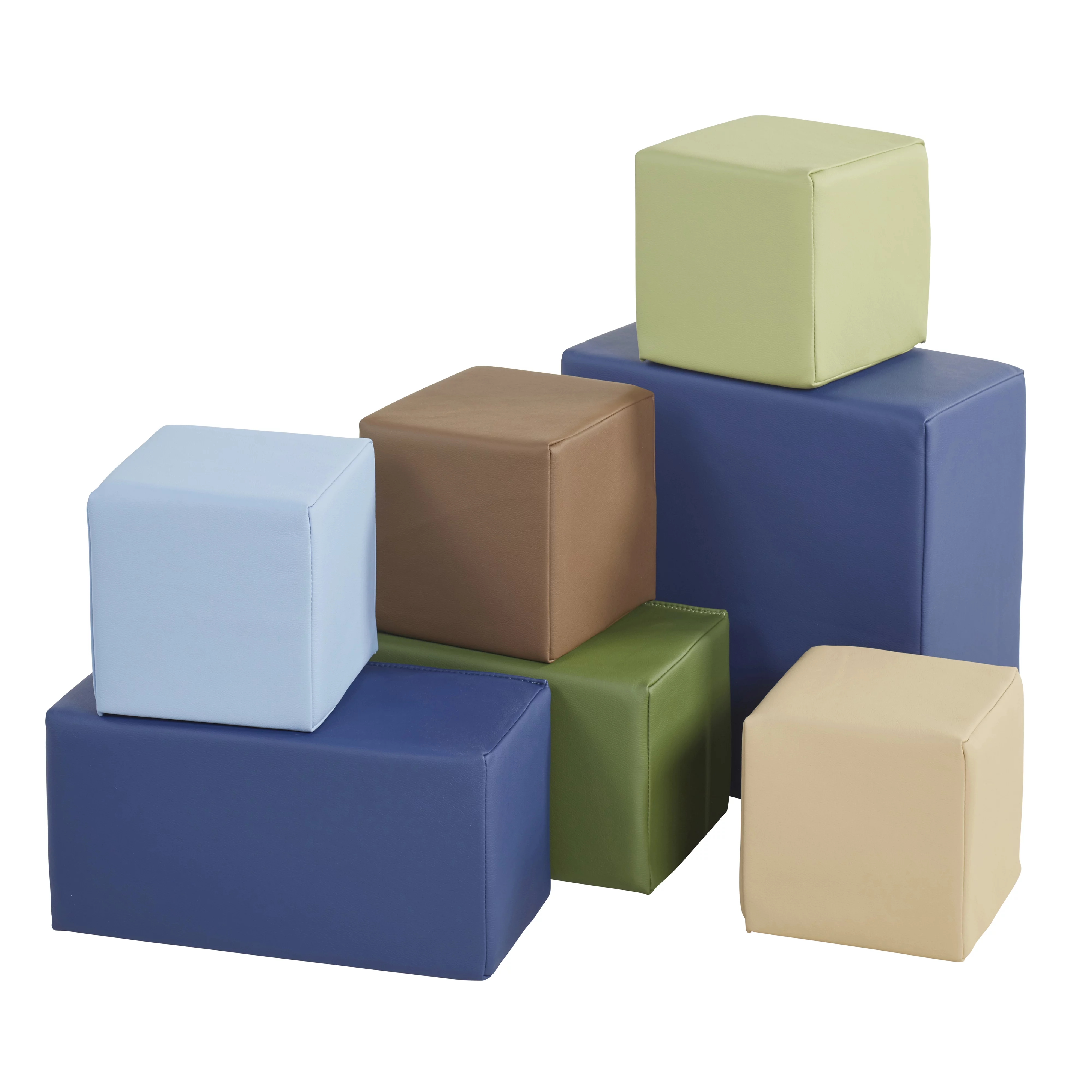 ECR4Kids SoftZone Big Foam Building Blocks, Earthtone, 7-Piece