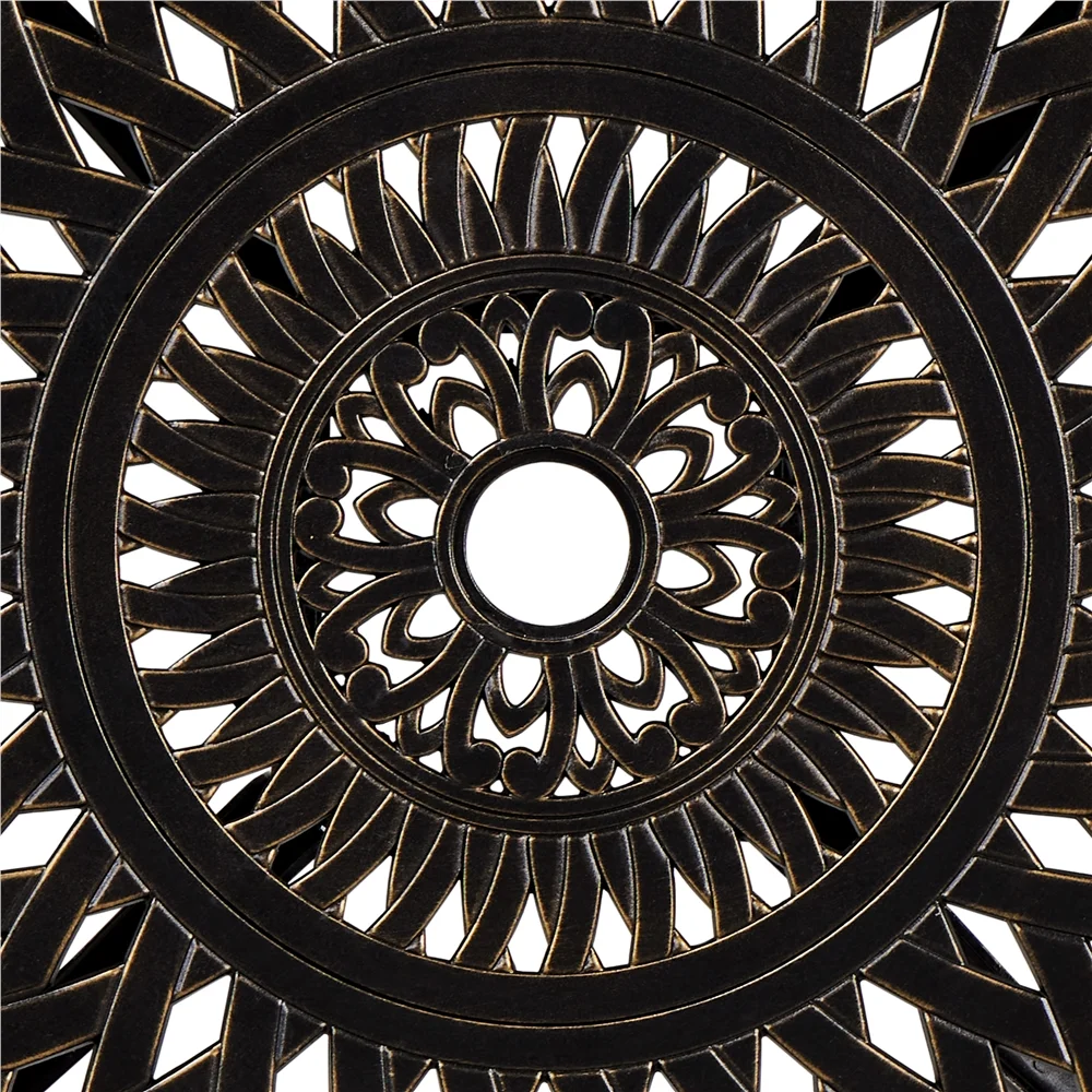 Yaheetech 31in Round Bistro Table with Umbrella Hole, Bronze