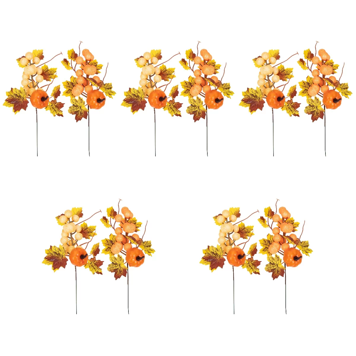 HOMEMAXS 10 Pcs  Autumn Maple Leaf Branches Pumpkin Plant Adorns Flower Arrangement Decors