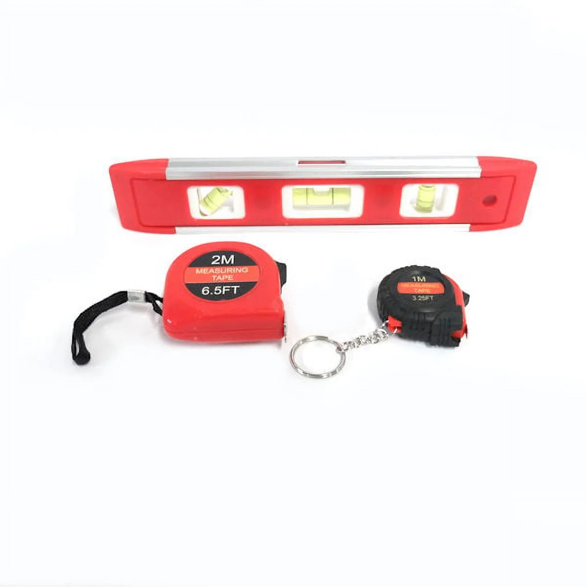 10 Piece Household Tool Set, Red, Level, Screwdrivers, Measuring Tape