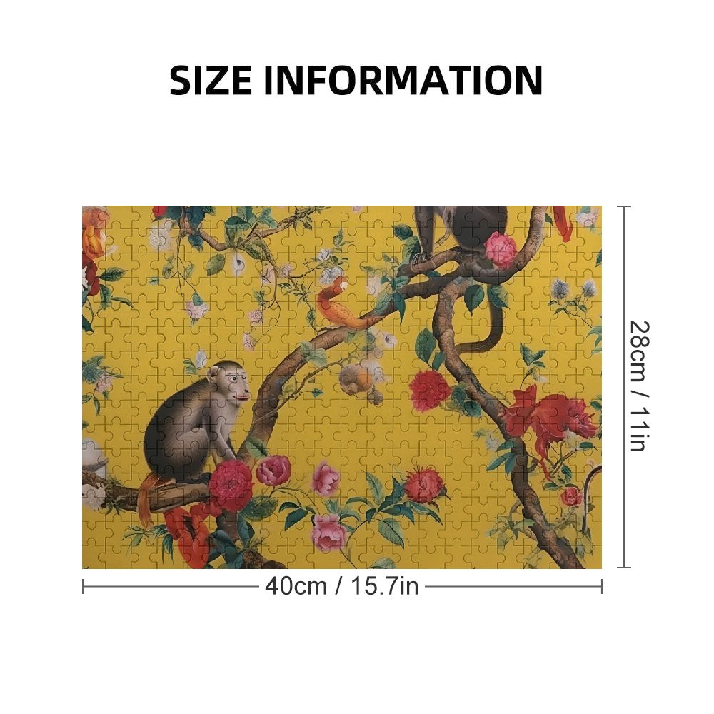 CANFLASHION Monkeys Flowers Bird Wooden Jigsaw Puzzle Puzzle for Adults and Kids Gift for Family Friends 300 PCS