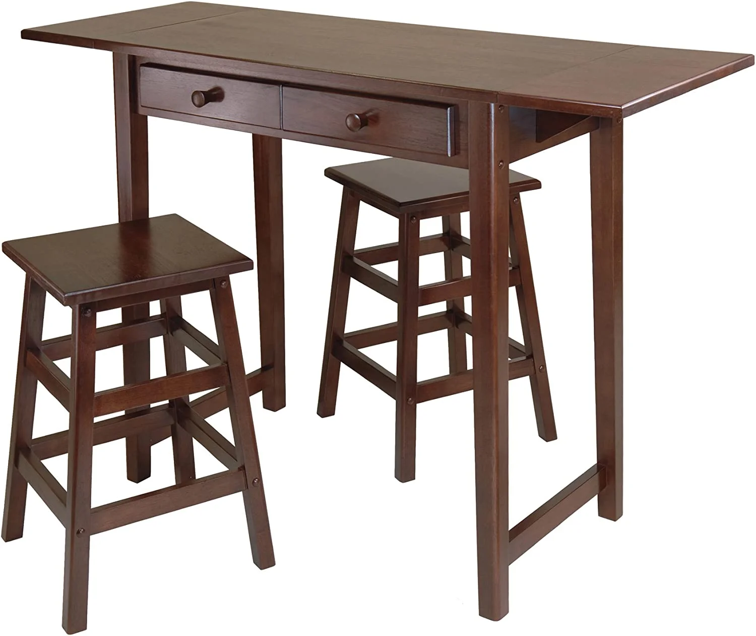 AYFDEGT Mercer 33.86 x 49.76 x 18.48-Inch Wood Double Drop Leaf Table With 2 Stool  Cappuccino (40338)