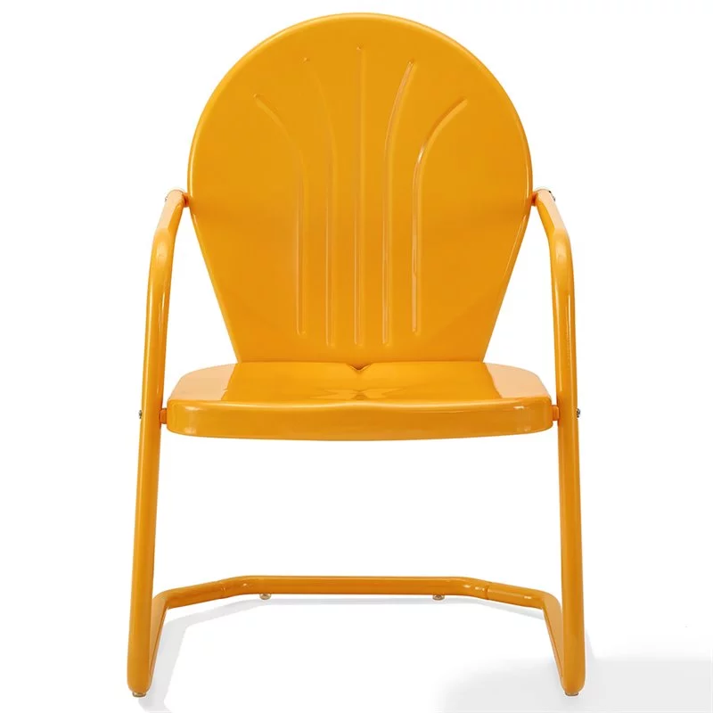 Home Square Griffith 4 Piece Metal Patio Chair Set in Tangerine