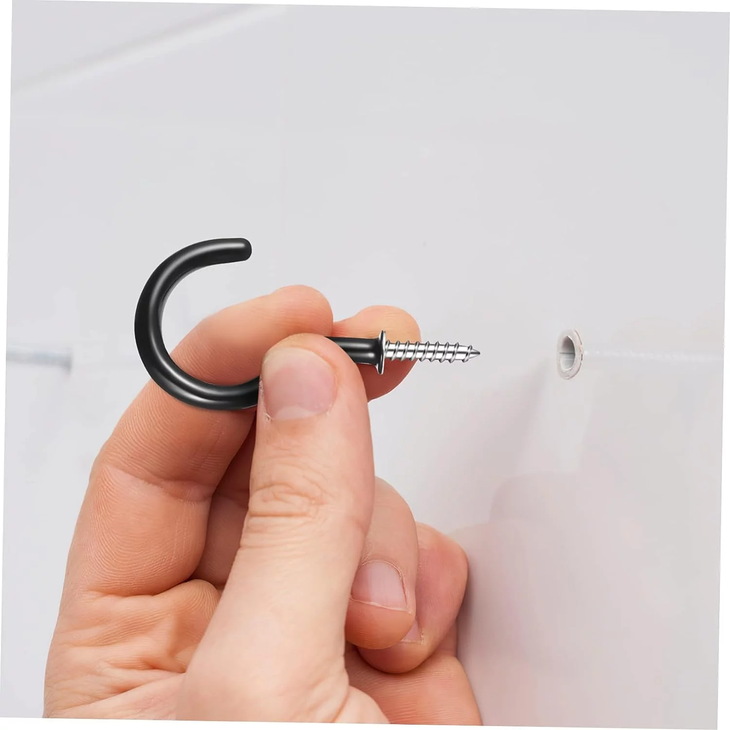 12 Pcs Ceiling Hook Plant Hanging Hook Heavy Duty Hook Hanger Hooks Hanging Ceiling Hooks Flower Basket Hooks Mug Hooks Screw Hooks Ceiling Hooks for Plants Cup Hooks Black Bracket