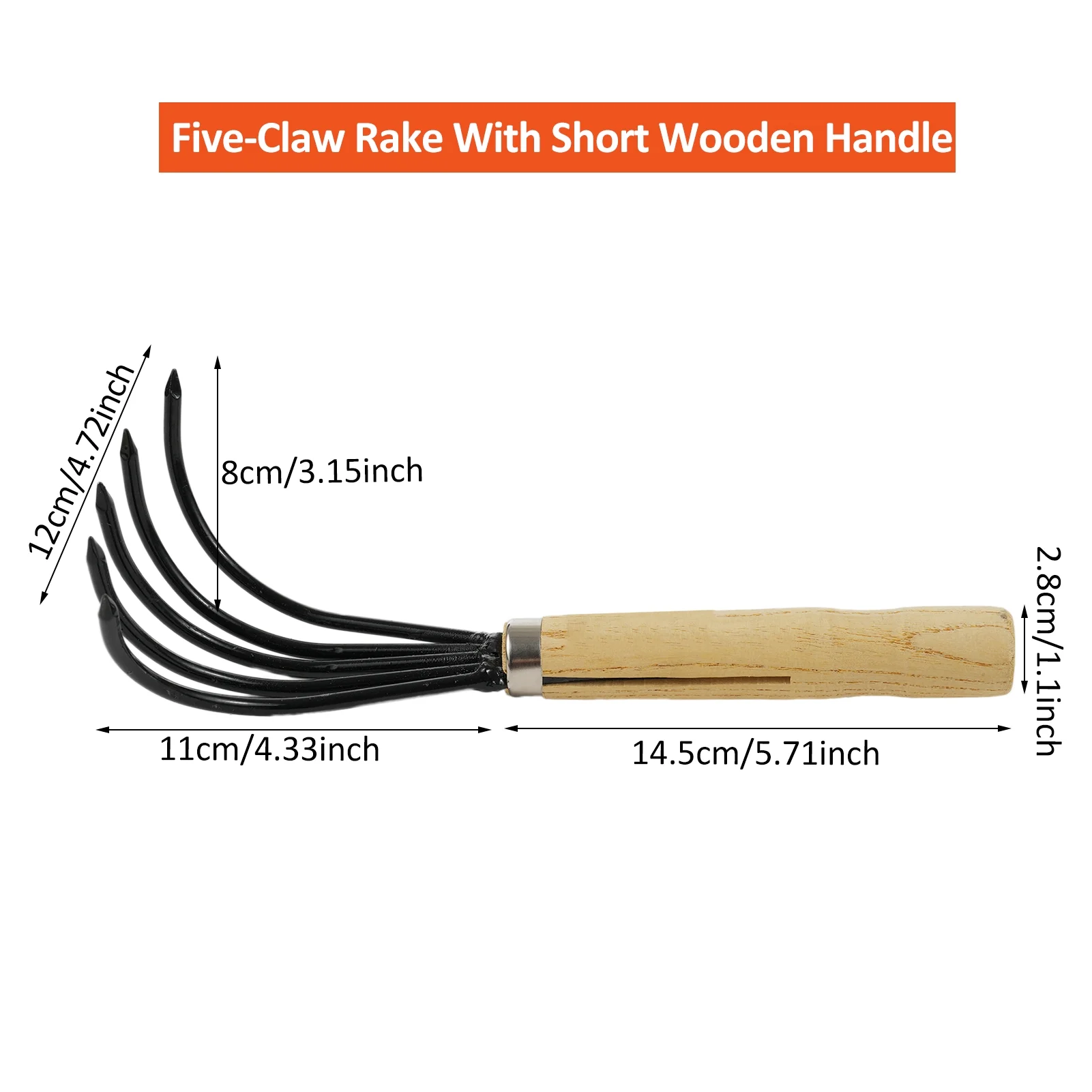 Durable OWSOO  5 Claw Rake Hand Cultivator, Perfect for Weeding Soil, Bendproof Garden Tool