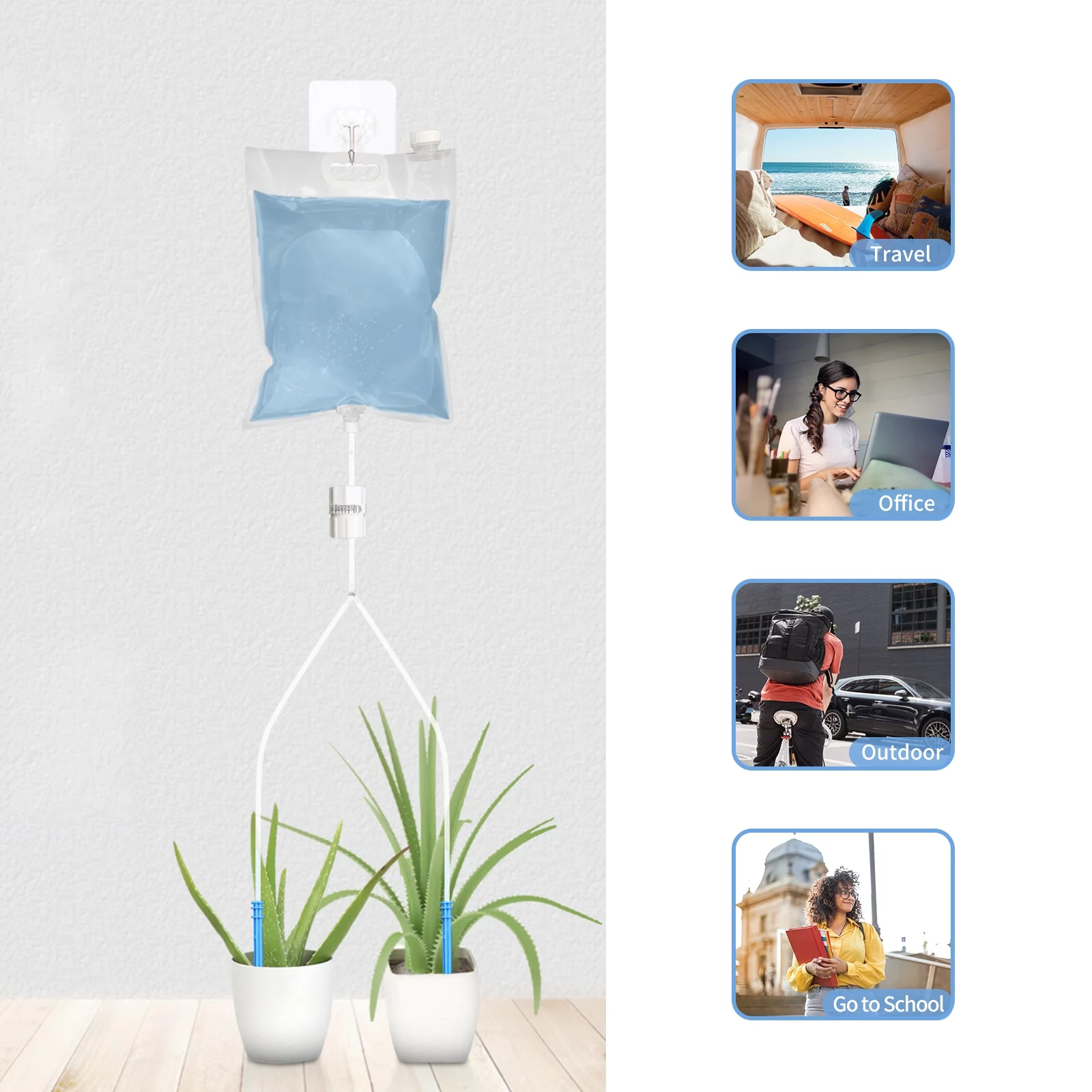 Potted Flower Self Watering Devices Drip Irrigation Stake Kit, Double Slow Release