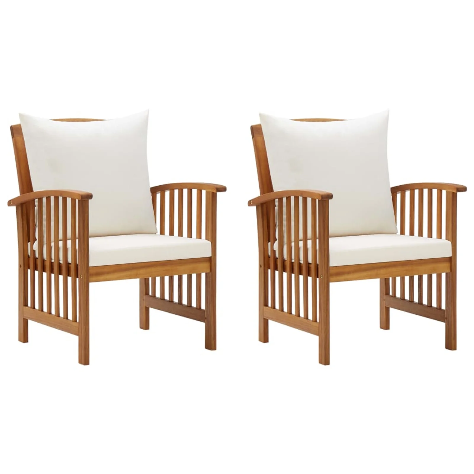 Dcenta 2 Piece Garden Chairs with Cushion and Pillow Acacia Wood Armchair for Patio, Terrace, Balcony, Backyard,  Furniture 23.2 x 26.4 x 32.7 Inches (W x D x H)