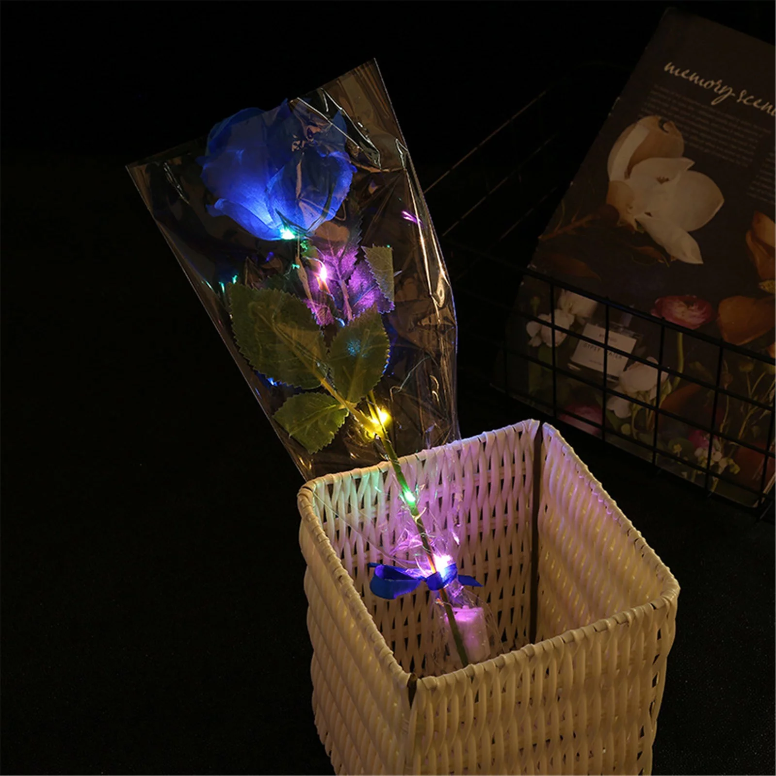 Yeetfub Artificial Flowers Silk Flowers 1 PC LED Glowing Rose Simulation Luminous Rose Valentines Party Gift Roses for Wedding Home Faux Flowers Bulk Gift for Mothers Day