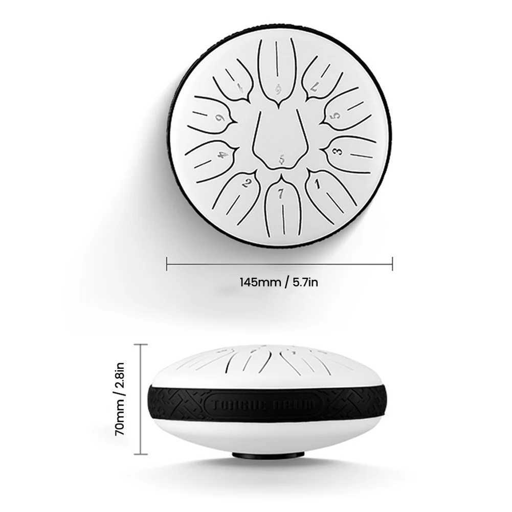 Walmeck 6 inch 11-Tone Steel Tongue Drum D-Key Hand Pan Drums with Drumsticks Percussion Musical Instruments