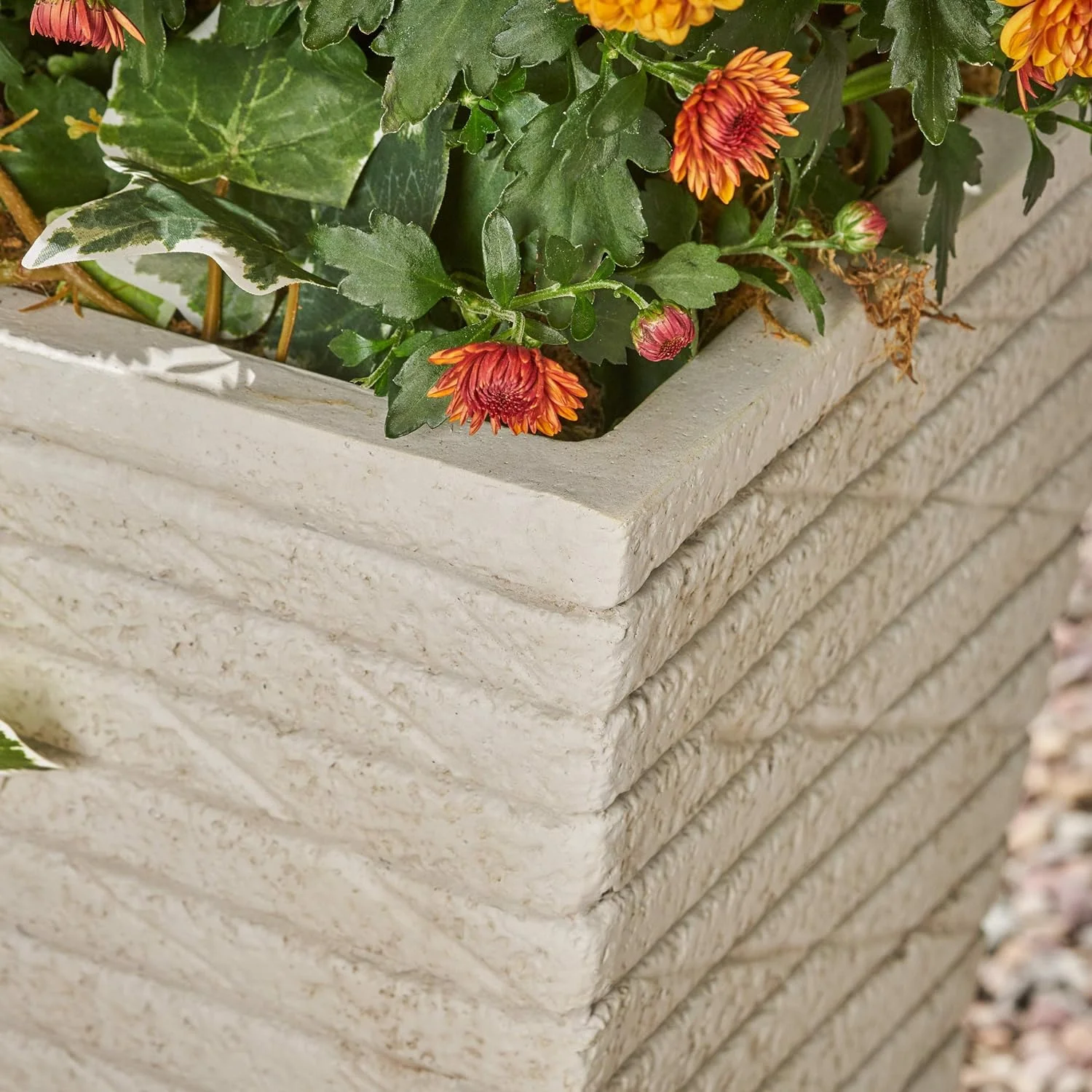 Urn Planter, Square, Tapered, Riveted, Antique  Lightweight Concrete