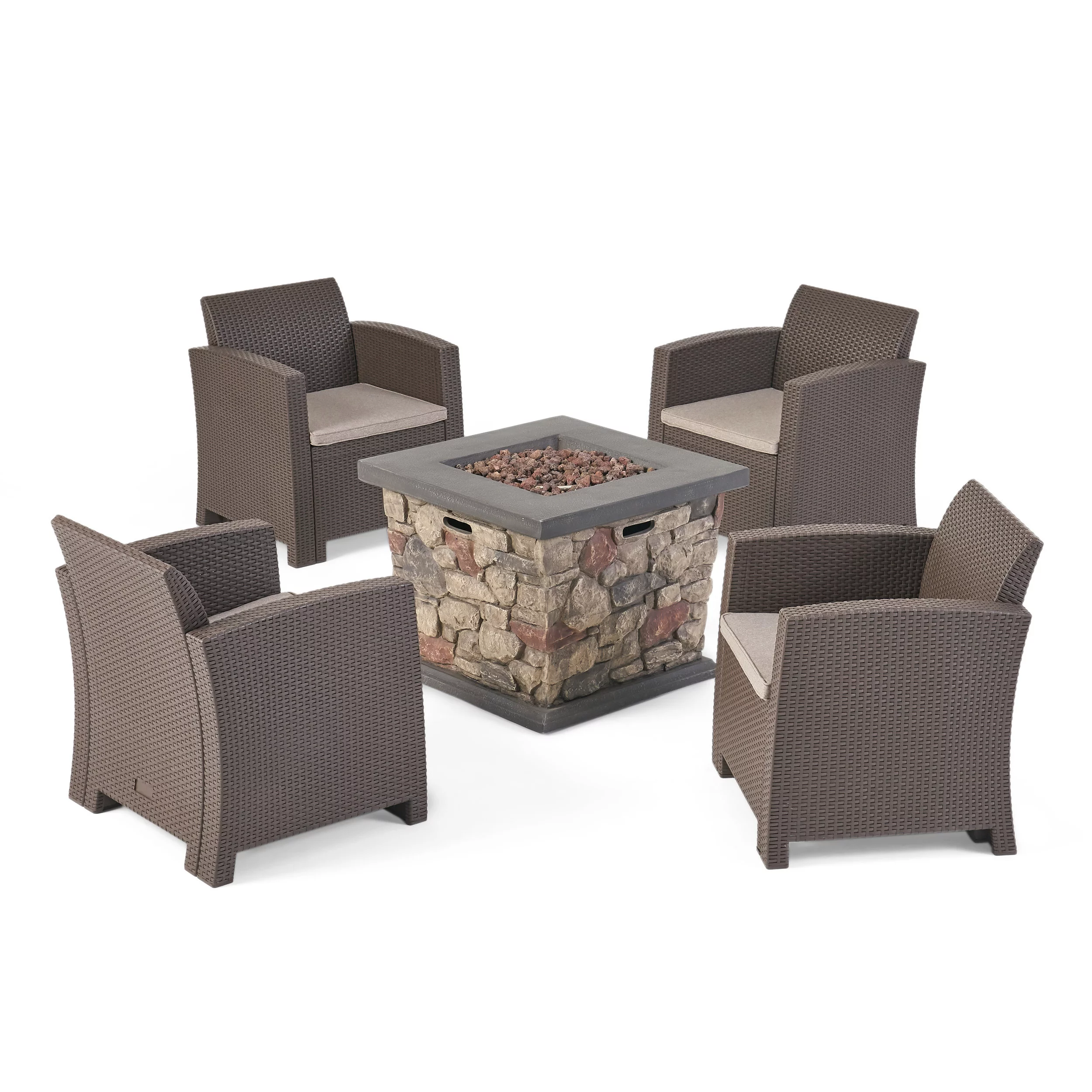 Maggie Outdoor Chat Set With Fire Pit