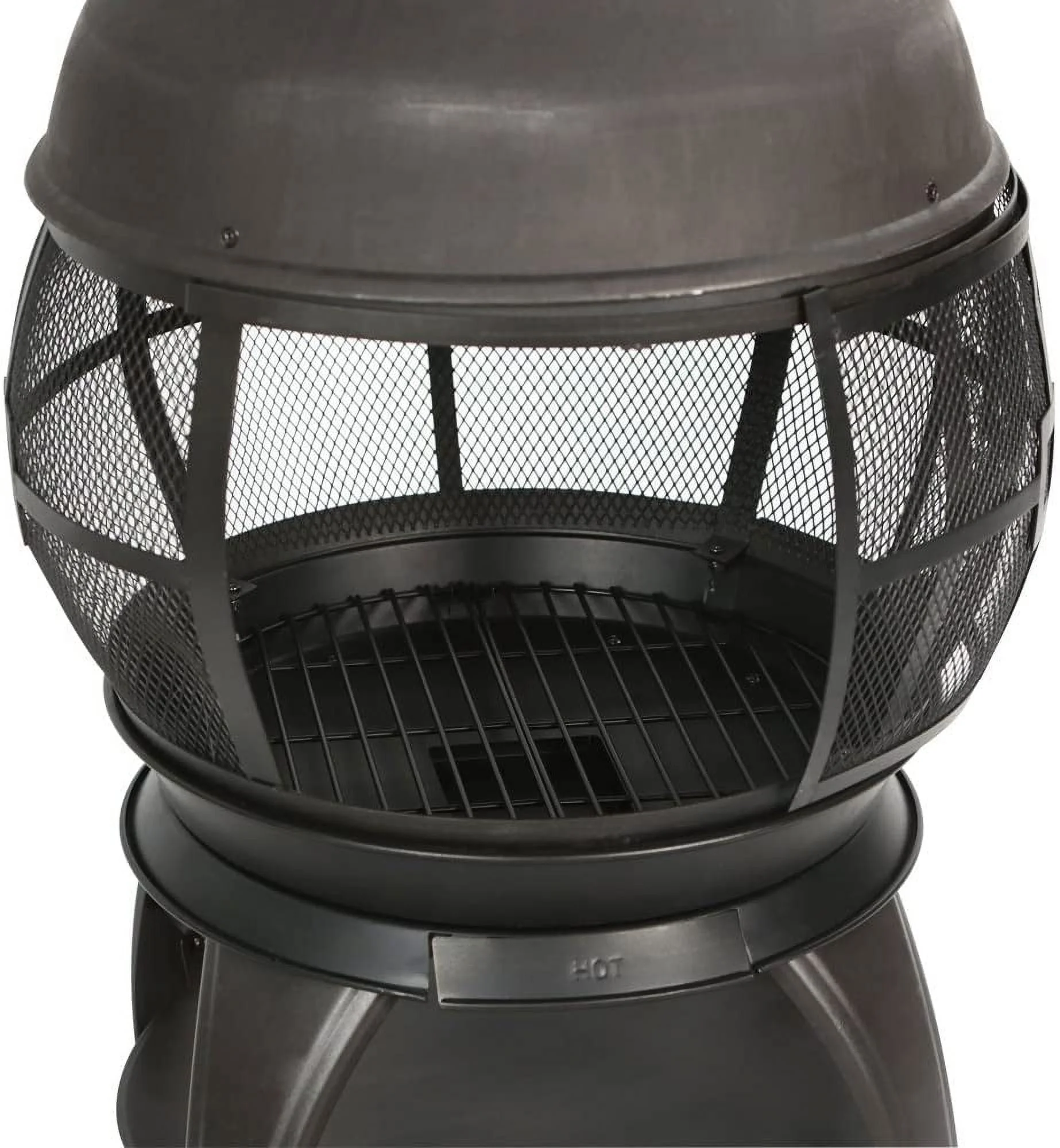 Elegant Wood Burning Fire Pits Chimenea Outdoor Fireplace Wooden Firepit, Brown-Black