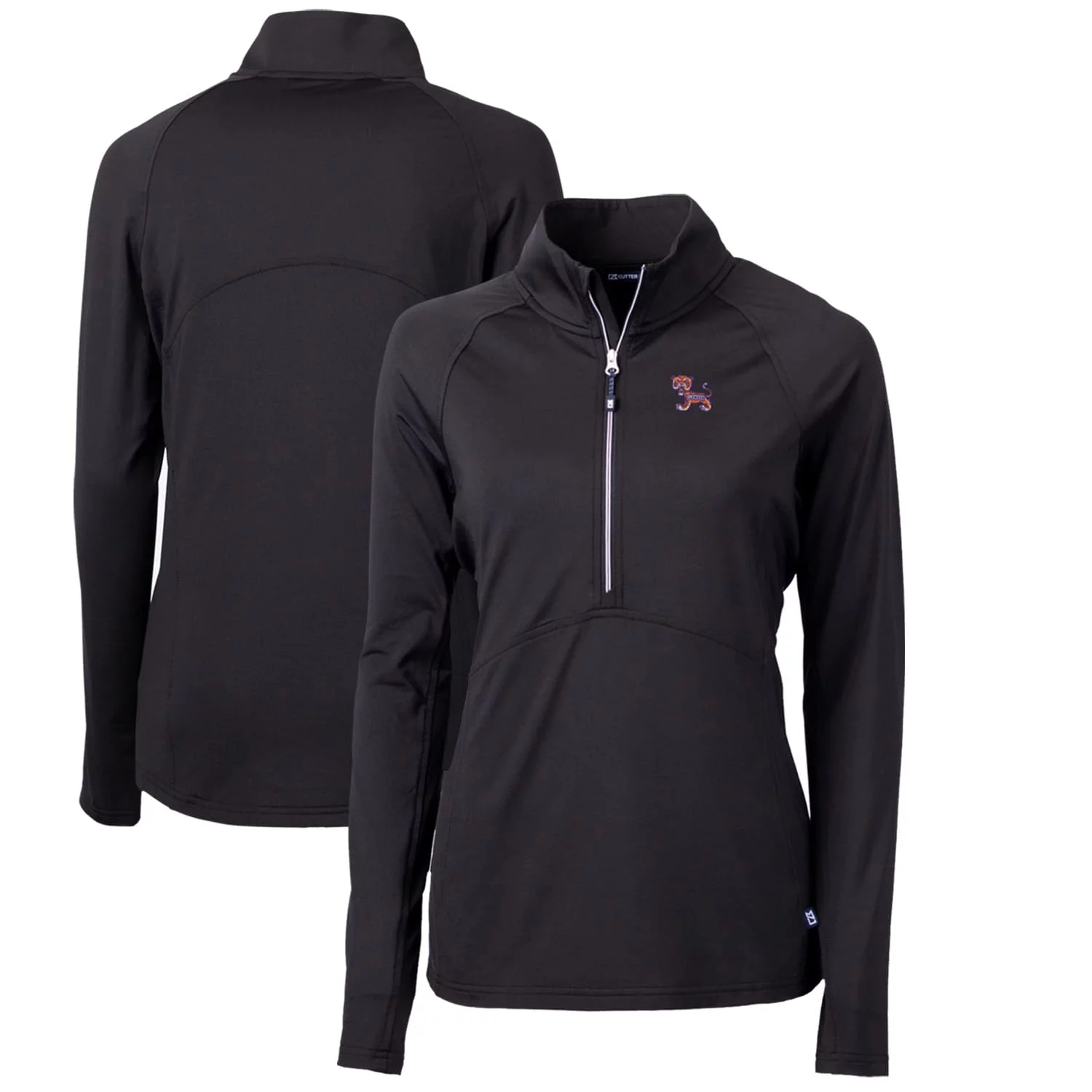 Women's Cutter & Buck Black Clemson Tigers Adapt Eco Knit Stretch Recycled Half-Zip Pullover Top