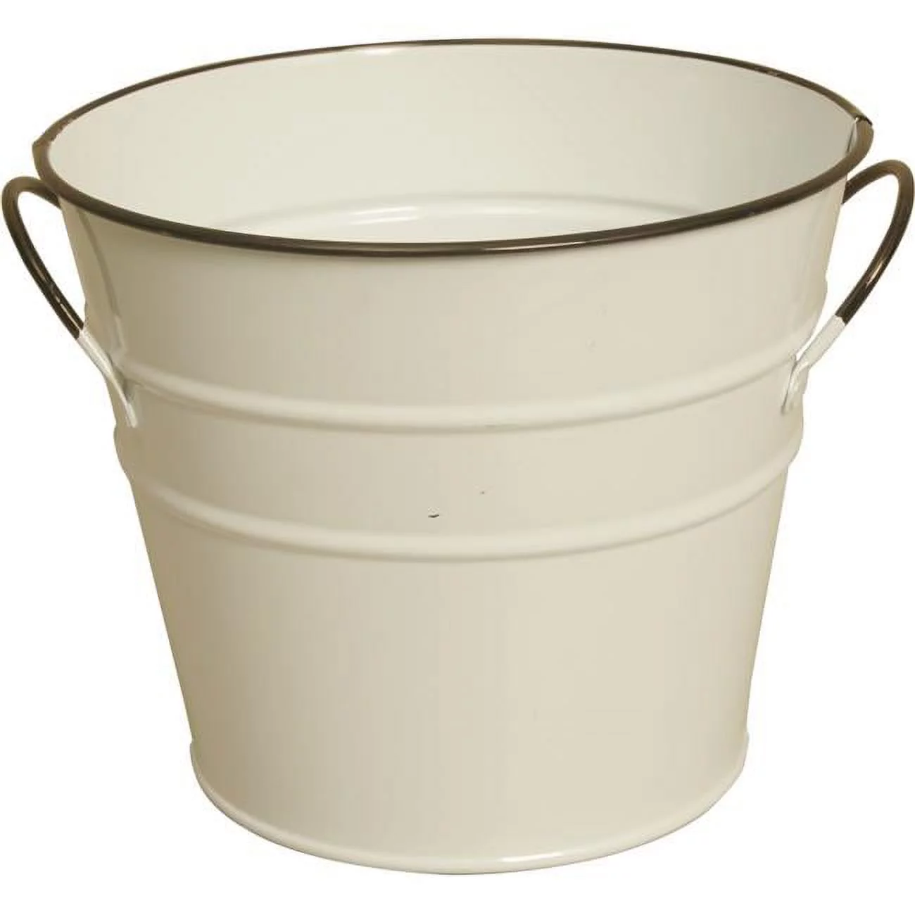 8682-7P 7 in. Pearl White Metal Pot Cover  Pack of 2