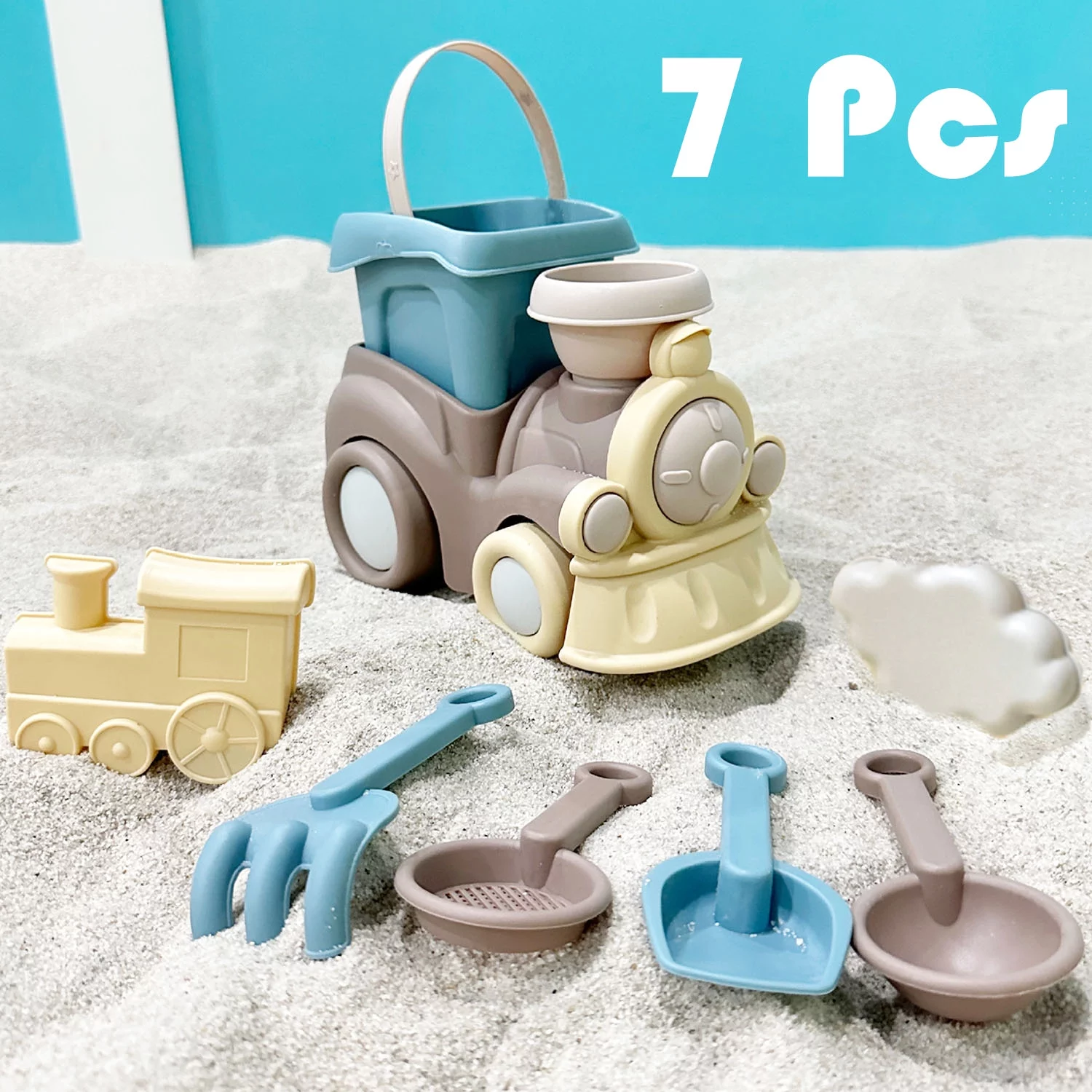 Beach Toys, Sand Toys for Toddlers, Sandbox Toys Includes Beach Bucket, Truck Toy, Scoop, Trowel, Colander, Rake, Sand Castle Toys