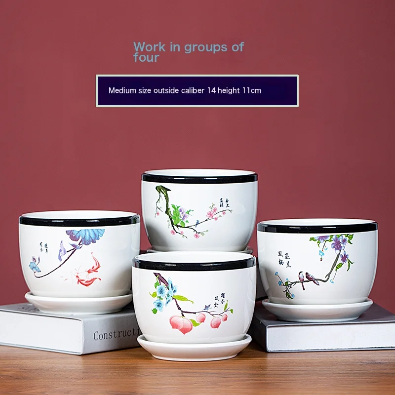 Flower Pot Ceramic Large Cartoons Green Dolo -Large Small Small Succession Plastic Flower Plant 303-Twinbird + Big Red Flower (2) Large Ceramic