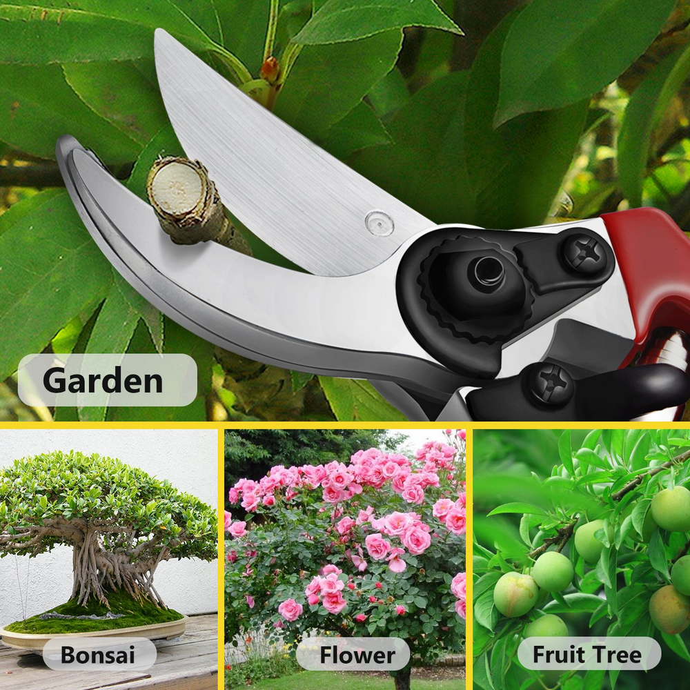 NEWCE   Bypass Pruners 8”  Professional Garden Pruning Shears   Pruners Garden Clippers Tree Trimmers Bypass Secateurs with SK-5 Steel Blade and Locking Mechanism for Branches Stems and F