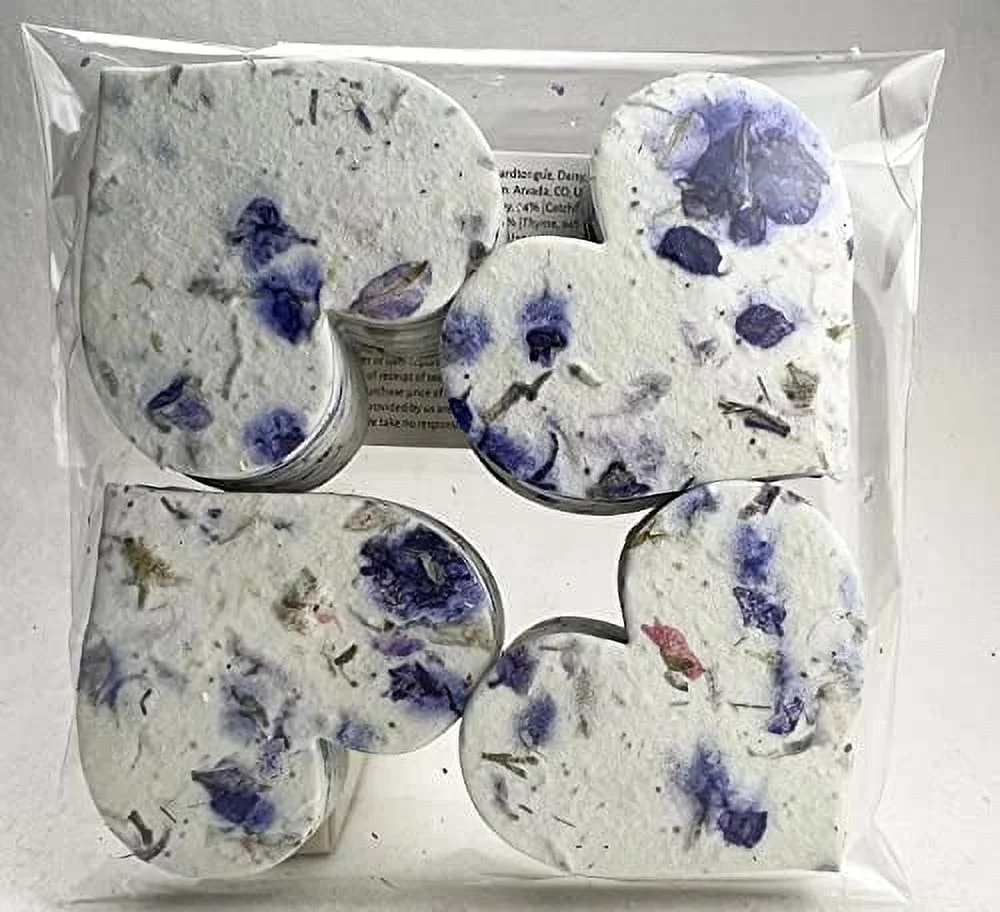 Bulk Seed Paper Large Hearts Flower Petals Set of 100 Recycled Handmade Shapes (Blue Recycled #45s)