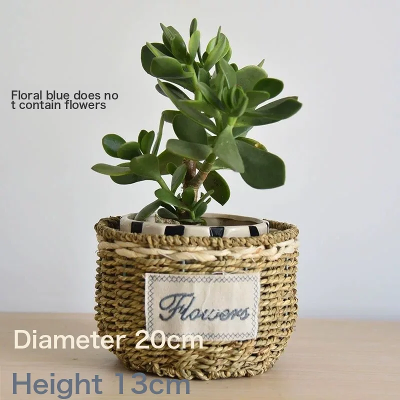 Flower Basket Straw Rattan Basket Flower Arrangement Wall Flower Pots Green Plants Succulent Pots Rustic Rattan Flower Basket