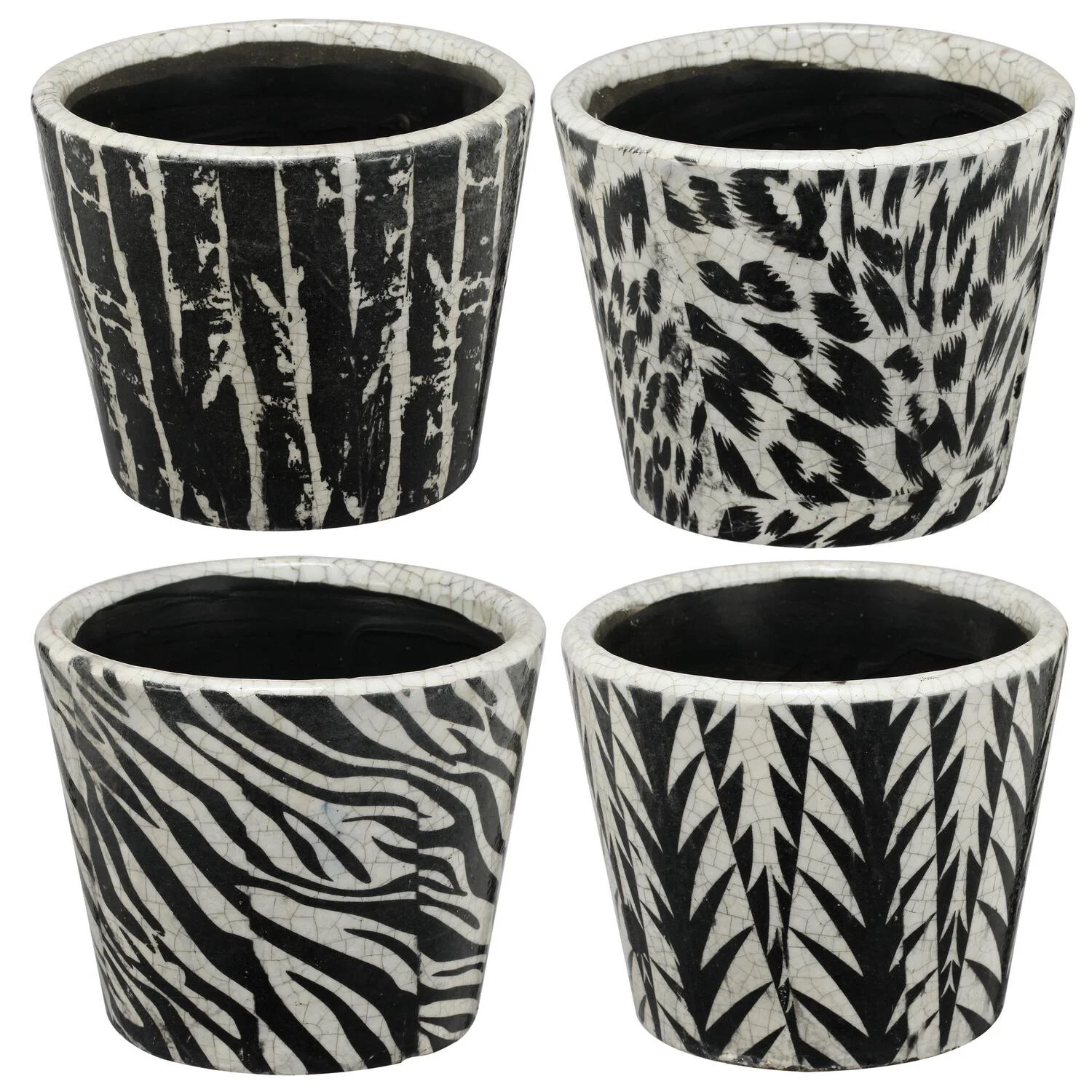 A&B Home Small Planters - Set of 4-Color:Black,Style:Classic Vintage